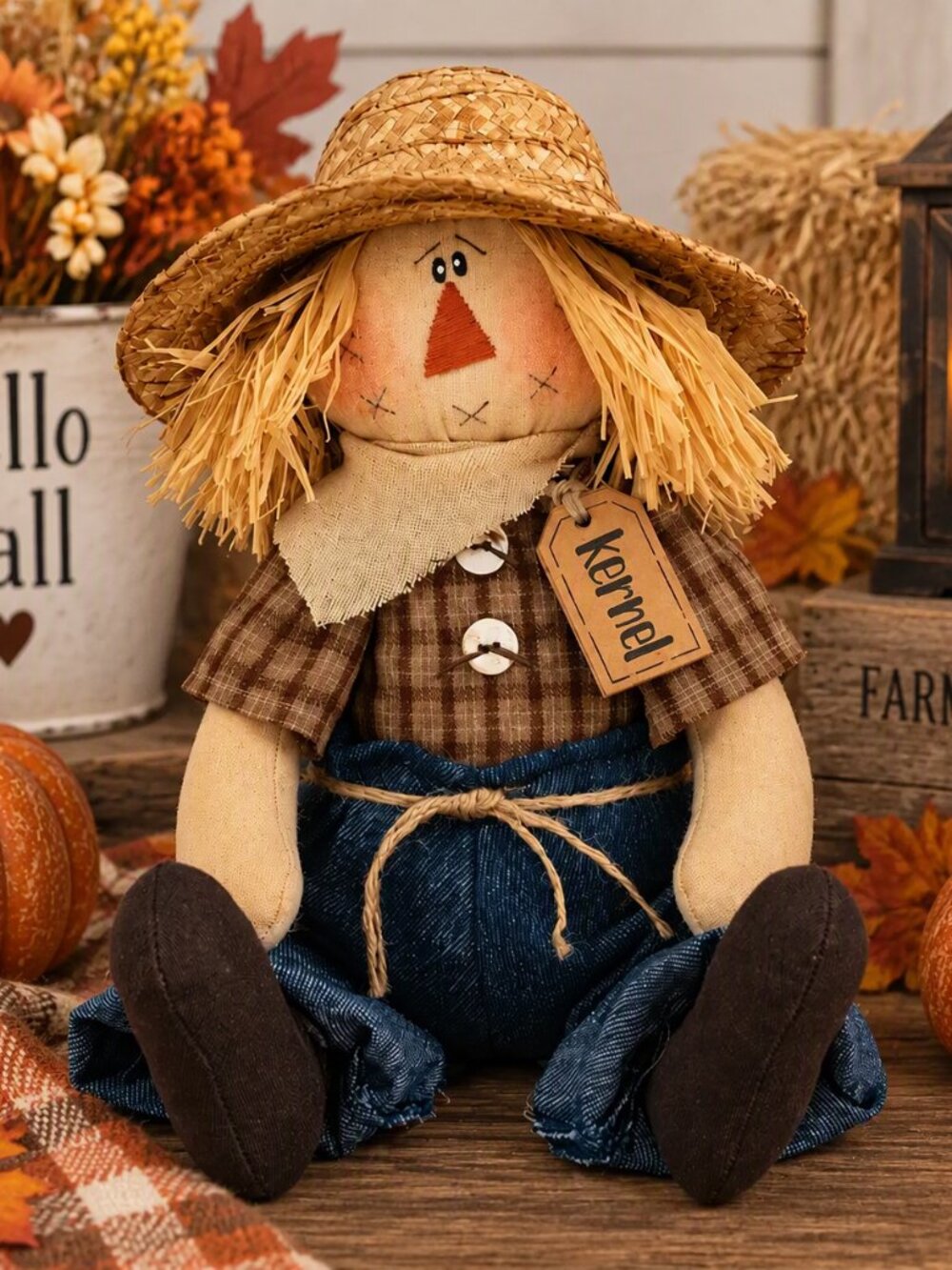 Honey & Me Kernel the Scarecrow Doll 9.5" NWT- Fall Harvest Farmhouse Decor